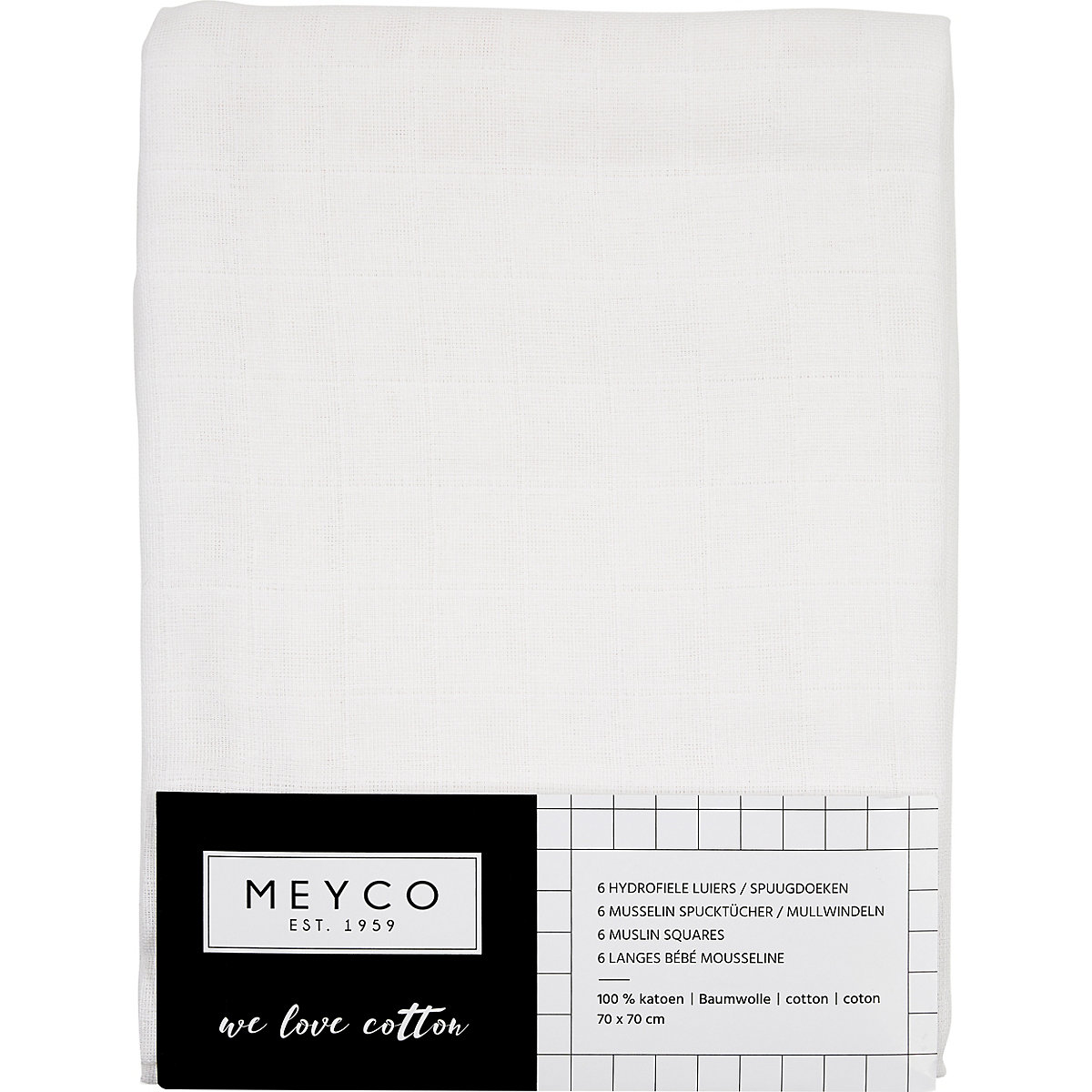 Mullwindeln - Uni, 70 x 70 cm, weiß, 3er Pack