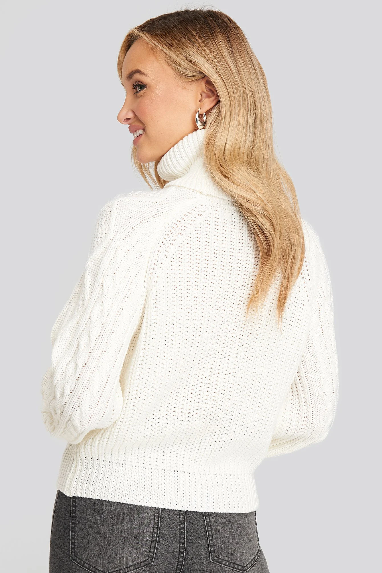 High Neck Cable Knitted Sweater