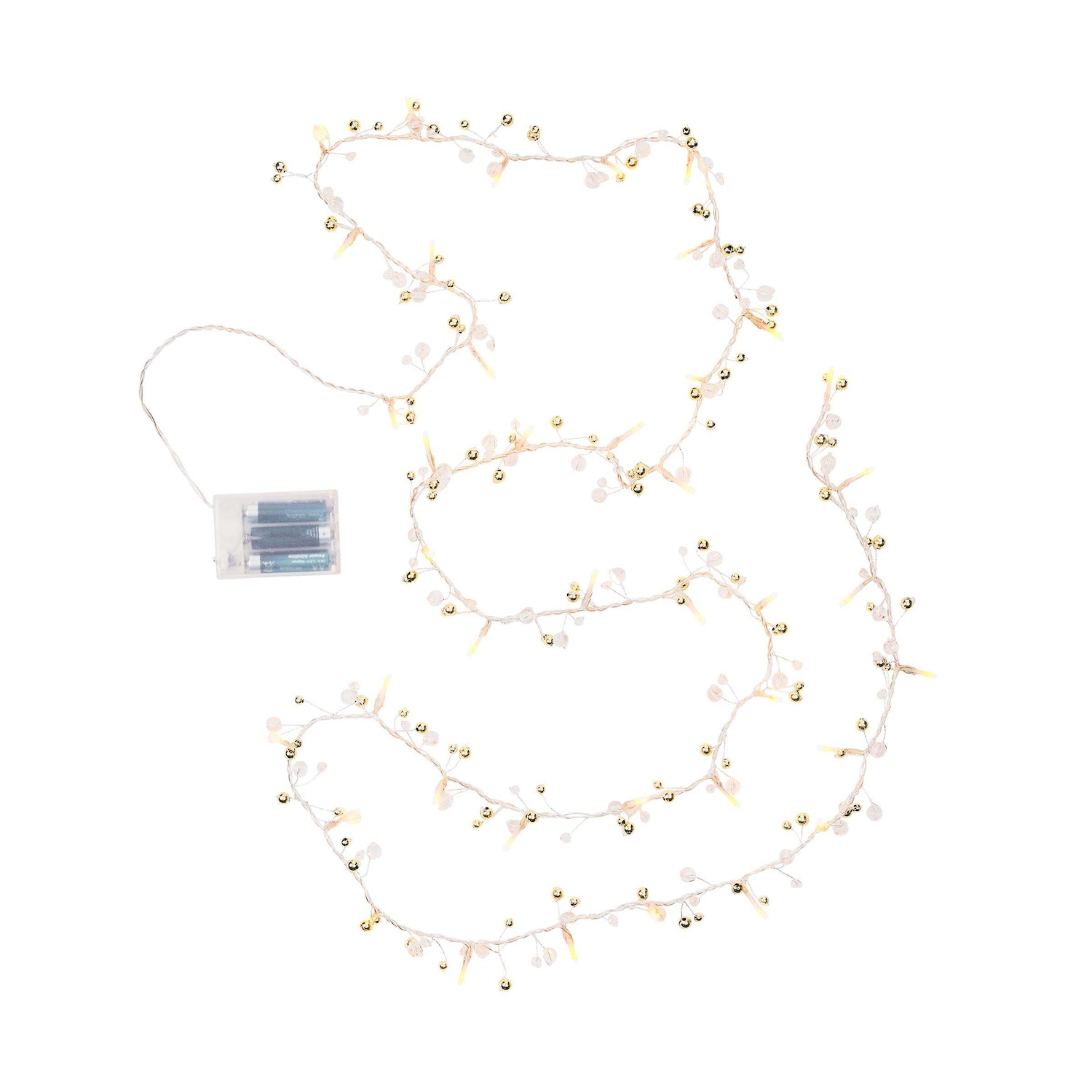 JINGLE LIGHTS LED-Lichterkette Perlen 40 Lichter mit USB-Batteriefach
