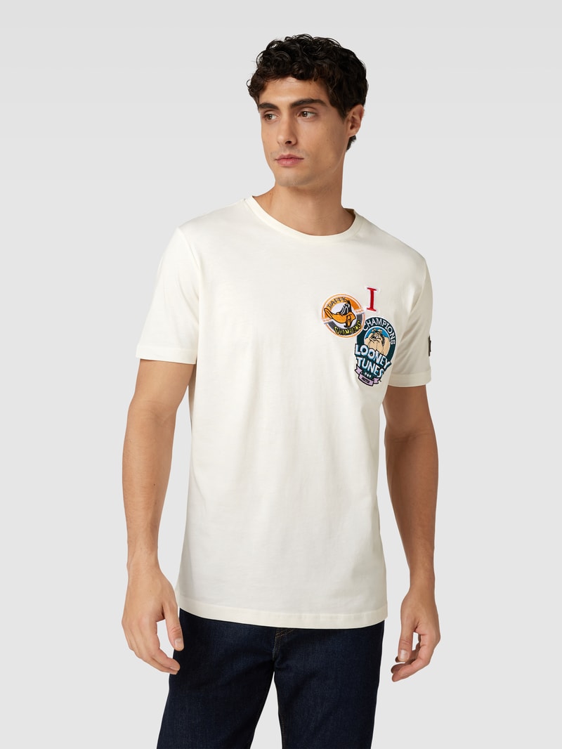 T-Shirt mit Looney Tunes®-Stitching in offwhite