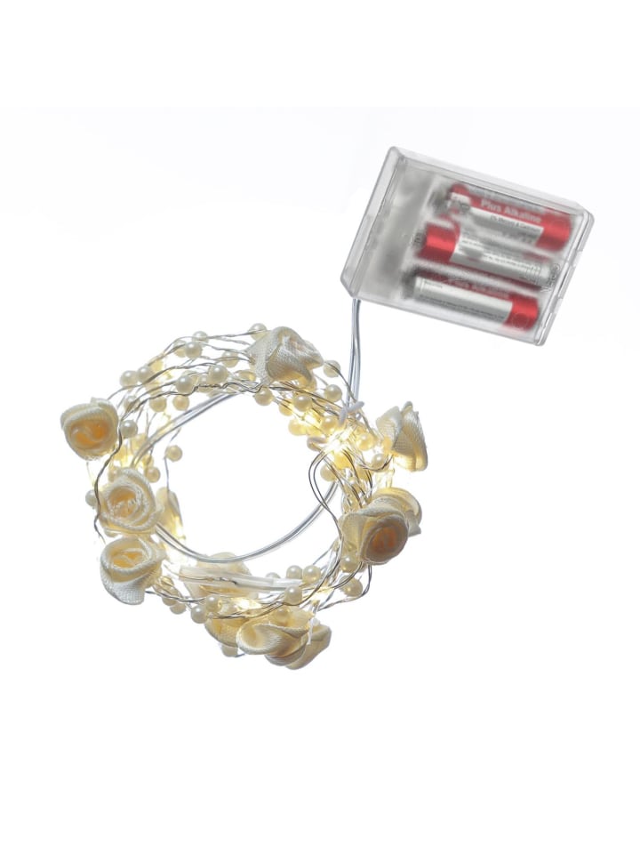 MARELIDA LED Draht Lichterkette Rosen und Perlen 20 LED L: 1,9m in weiß günstig kaufen onesize