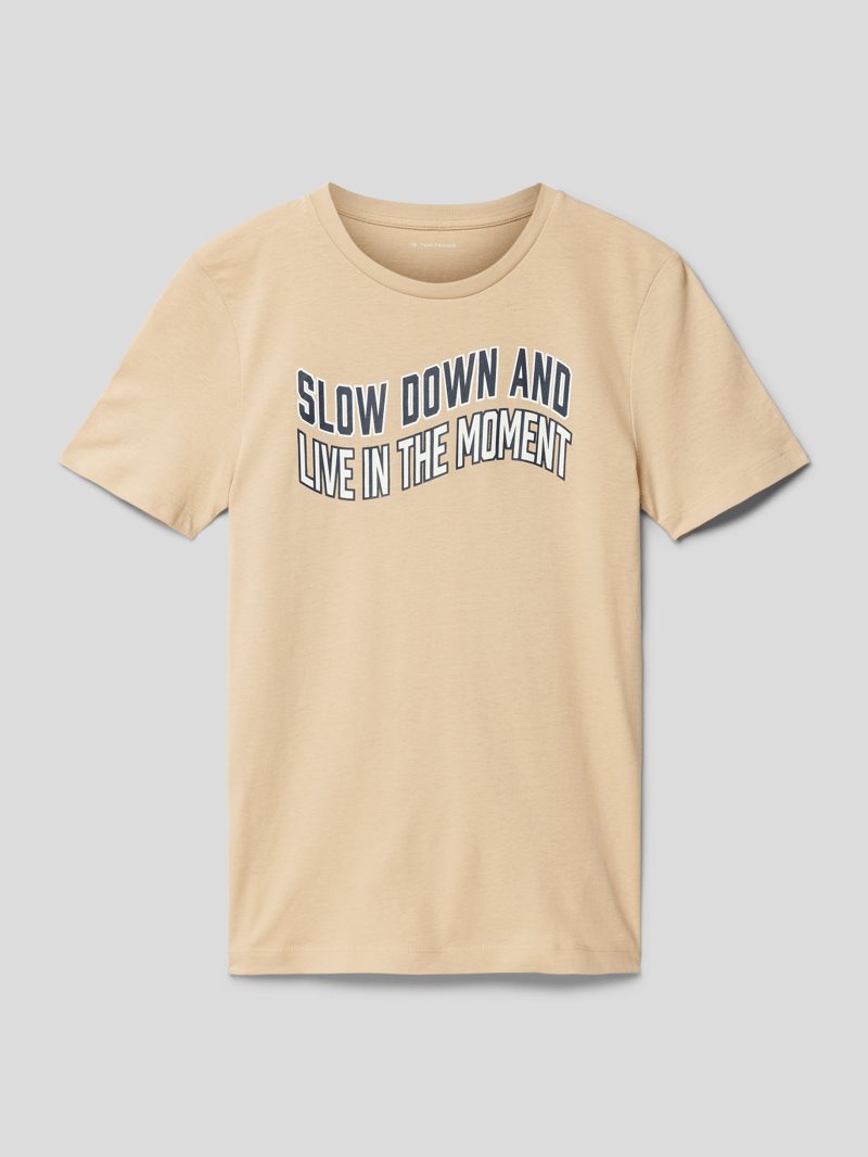 T-Shirt mit Statement-Print in camel