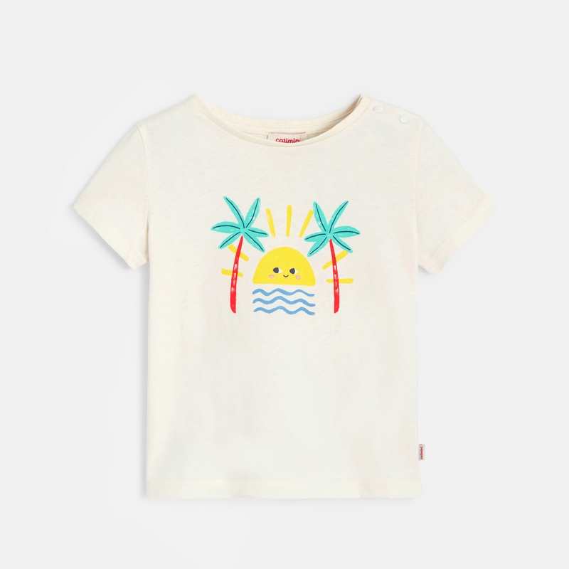 T-shirt bébé fille blanc à motifs en coton recyclé Catimini