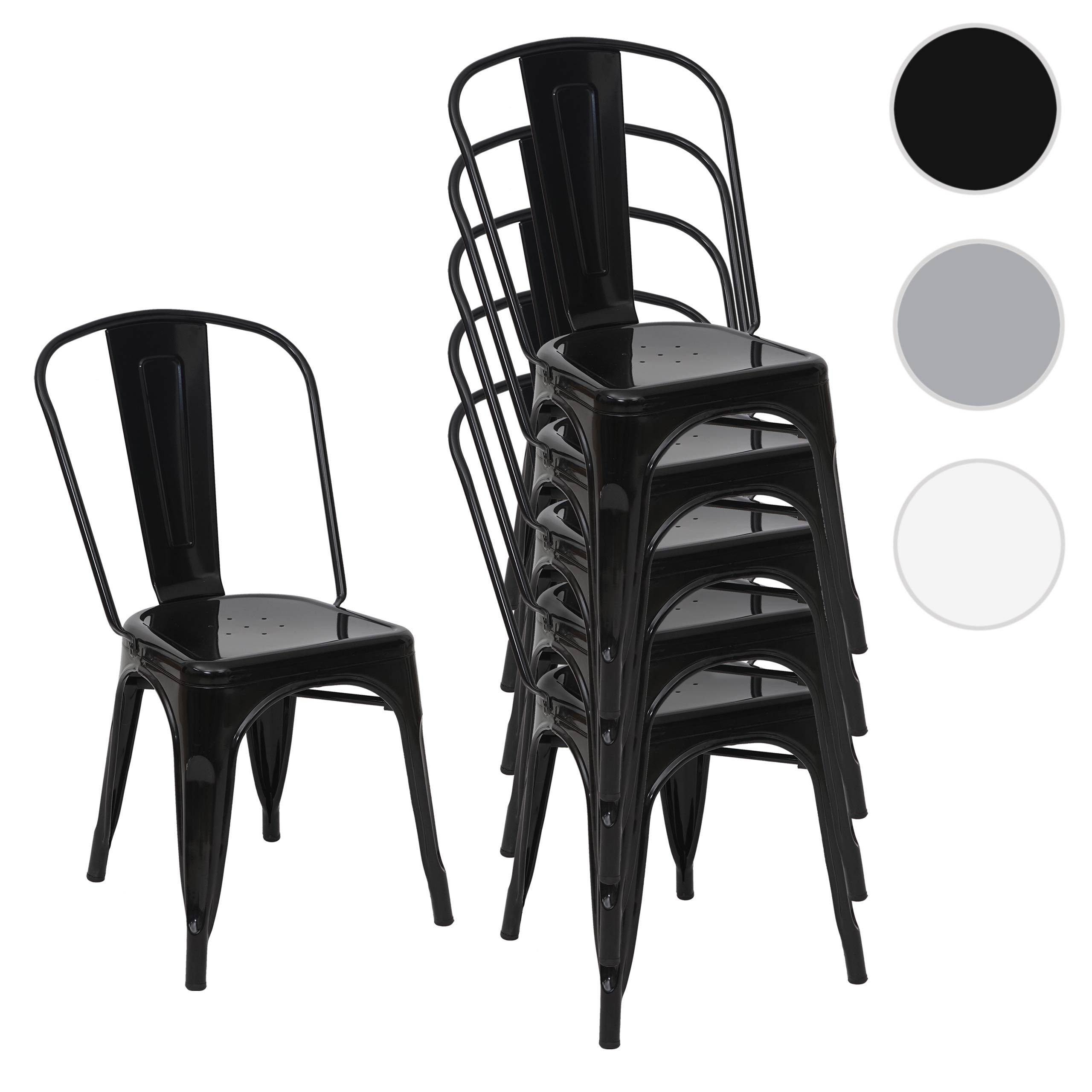 MCW Stapelstuhl MCW-A73-6 (Set, 6 St), 6er-Set, Bodenschonende Gummifüße, Querstreben für Stabilität