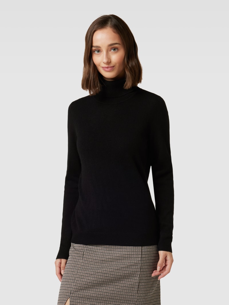 Kaschmirpullover in melierter Optik in schwarz