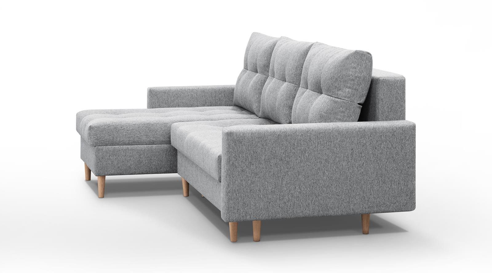 Beautysofa Polsterecke HALANT, Federkerns, Bettfunktion, links oder rechts montiebar, recycelten PET-Flaschen Material