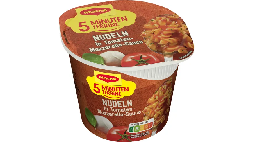 MAGGI 5 Minuten Terrine Nudeln in Tomaten-Mozzarella Sauce 55 g