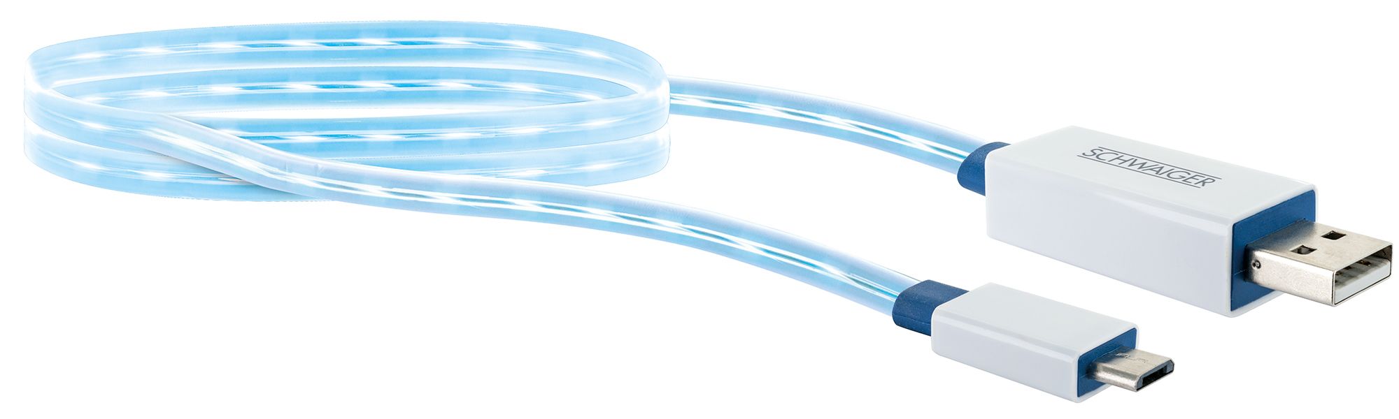 Schwaiger 0,8 Meter leuchtendes Micro USB Sync und Ladekabel
