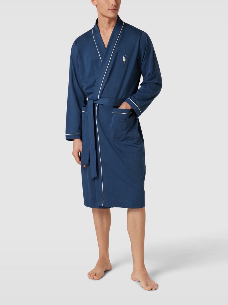 Bademantel mit seitlichen Eingrifftaschen Modell 'JERSEY' in blau
