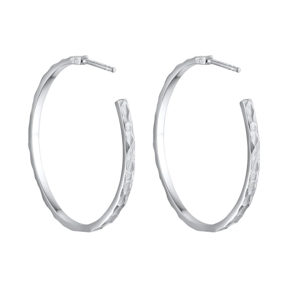 Elli Elli Boucles d'Oreilles Femmes Créoles Fiche Martelé en argent sterling 925 Boucles d'oreilles