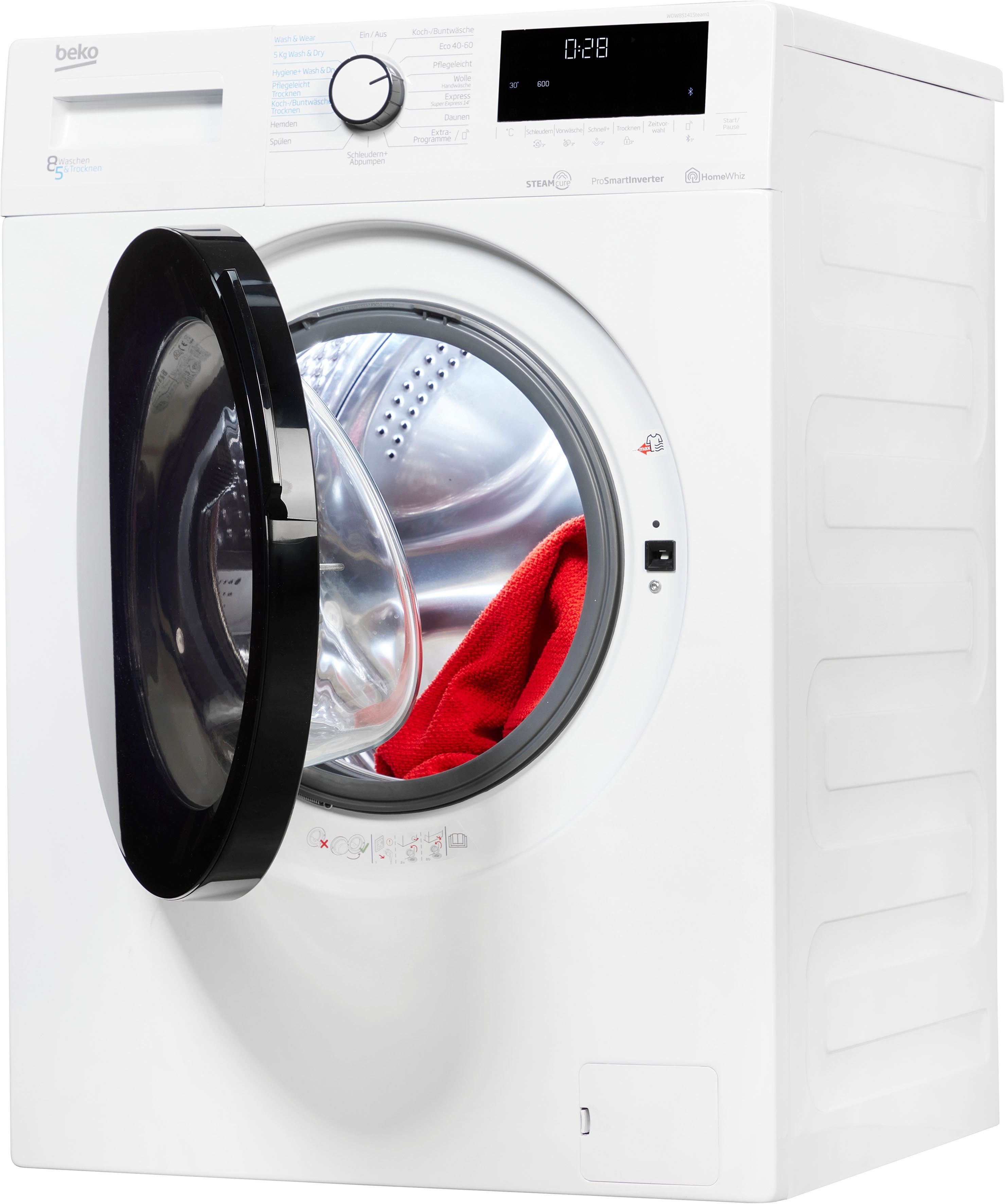 BEKO Waschtrockner WDW85141Steam1, 8 kg, 5 kg, 1400 U/min