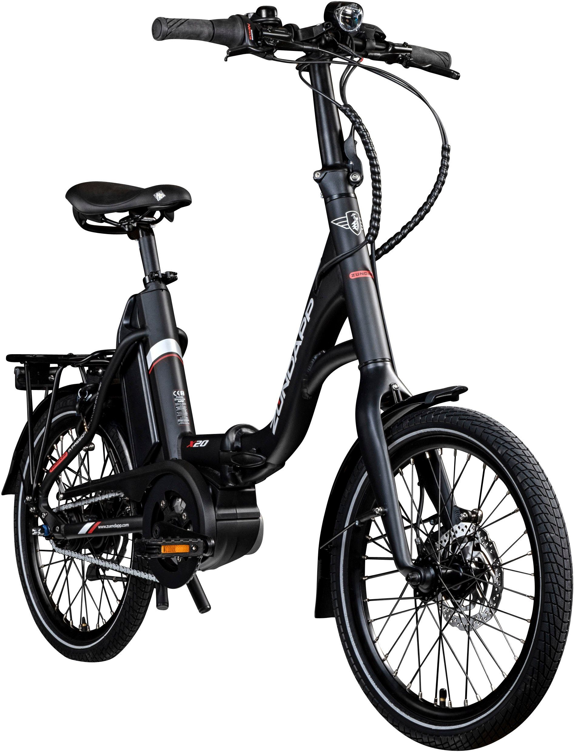 Zündapp E-Bike X20, 7 Gang Shimano Nexus Schaltwerk, Nabenschaltung, Mittelmotor, 400 Wh Akku