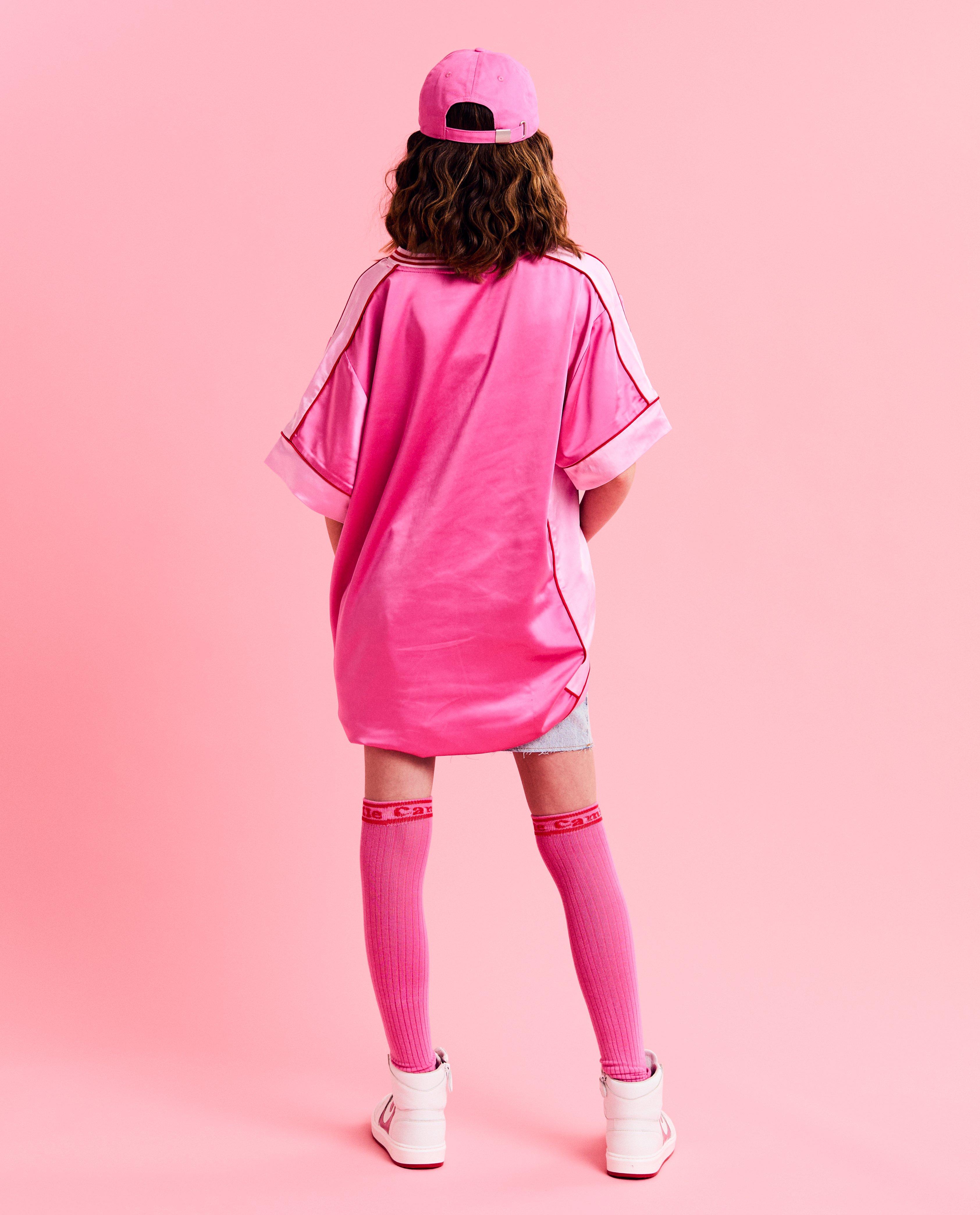Rochie CAMILLE din satin cu inscripție, 6-14 ani roz