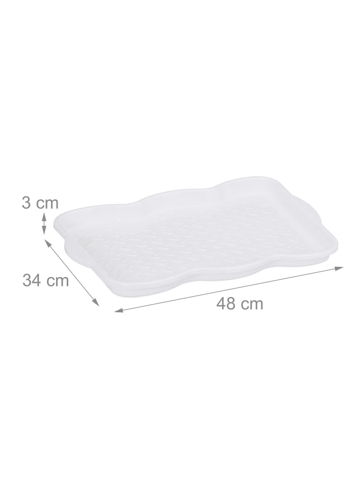 relaxdays 3 x Schuhabtropfschale in Weiß - (B)48 x (H)3 x (T)34 cm günstig kaufen onesize