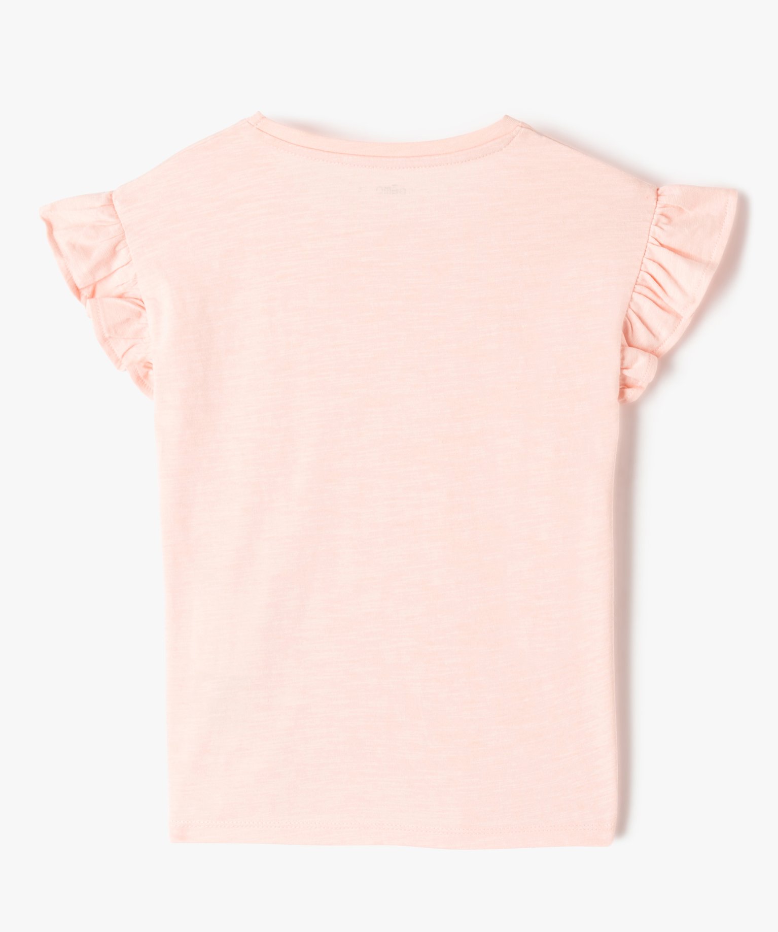 Tee-shirt fille à manches courtes avec volants rose | GEMO