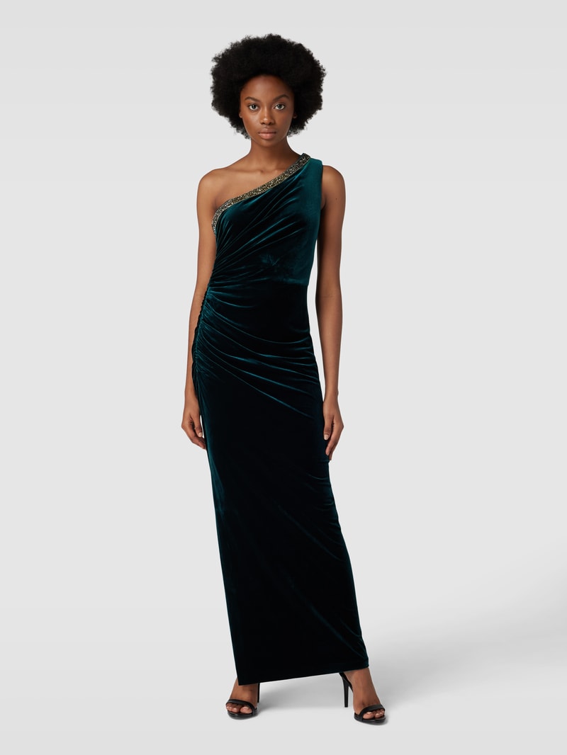 Abendkleid mit One-Shoulder-Träger in smaragdgrün