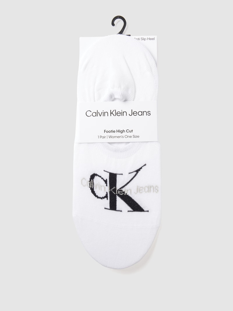 Sneakersocken mit Label-Prägung in weiss