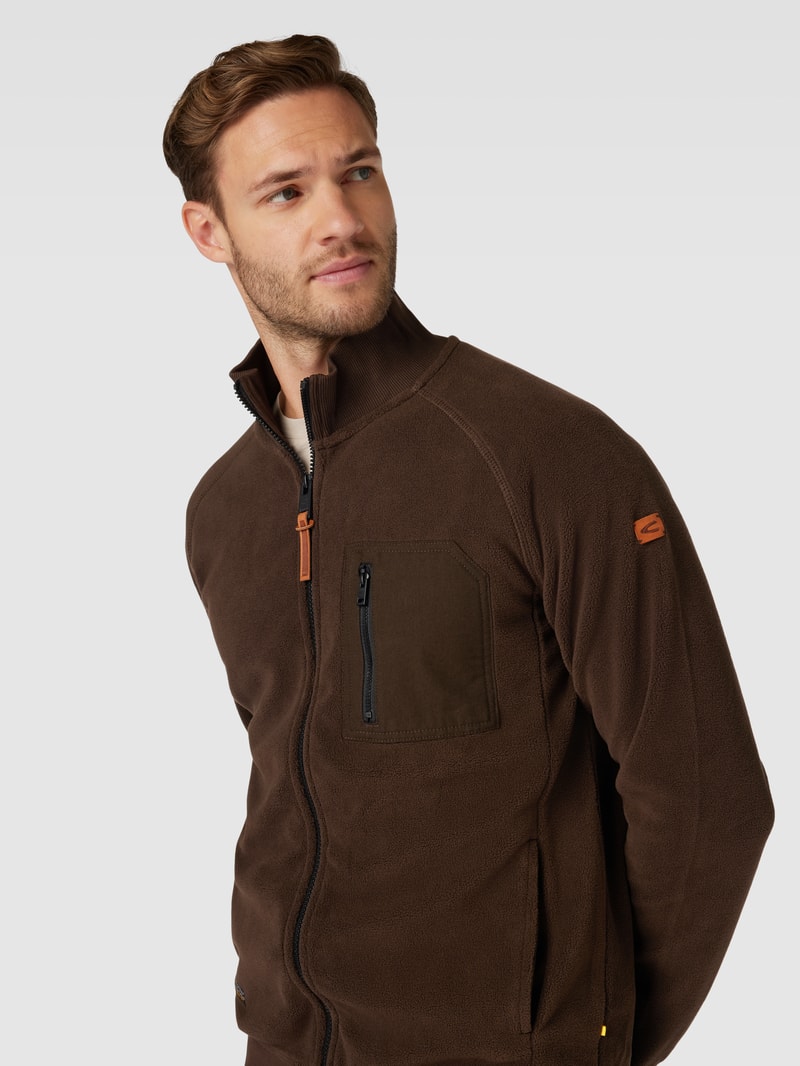 Fleecejacke mit Brusttasche in dunkelbraun