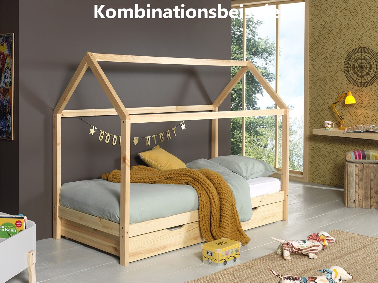 VIPACK Bettschublade für Hausbett Serie Dallas Fa. Vipack, 90 x 190 cm, Natur