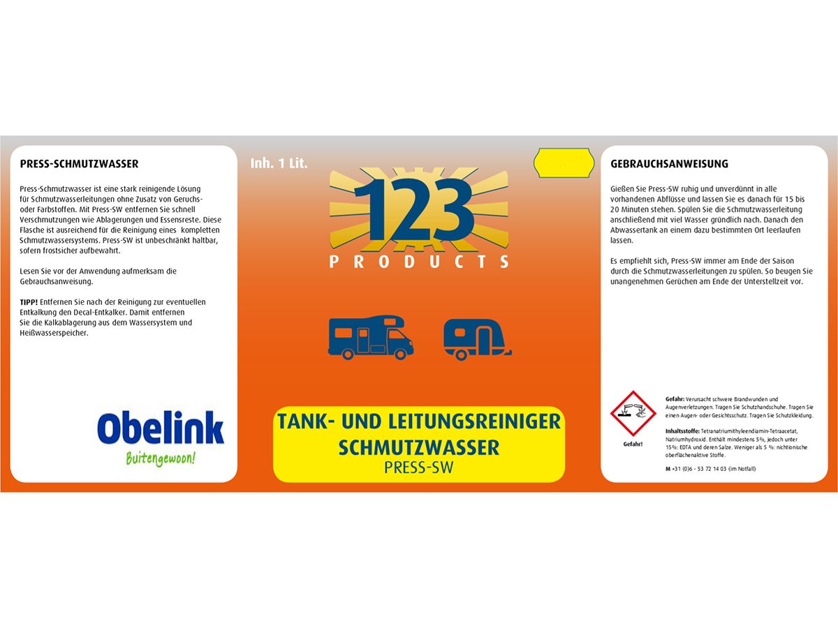 123 Products Press Abwassertankreiniger