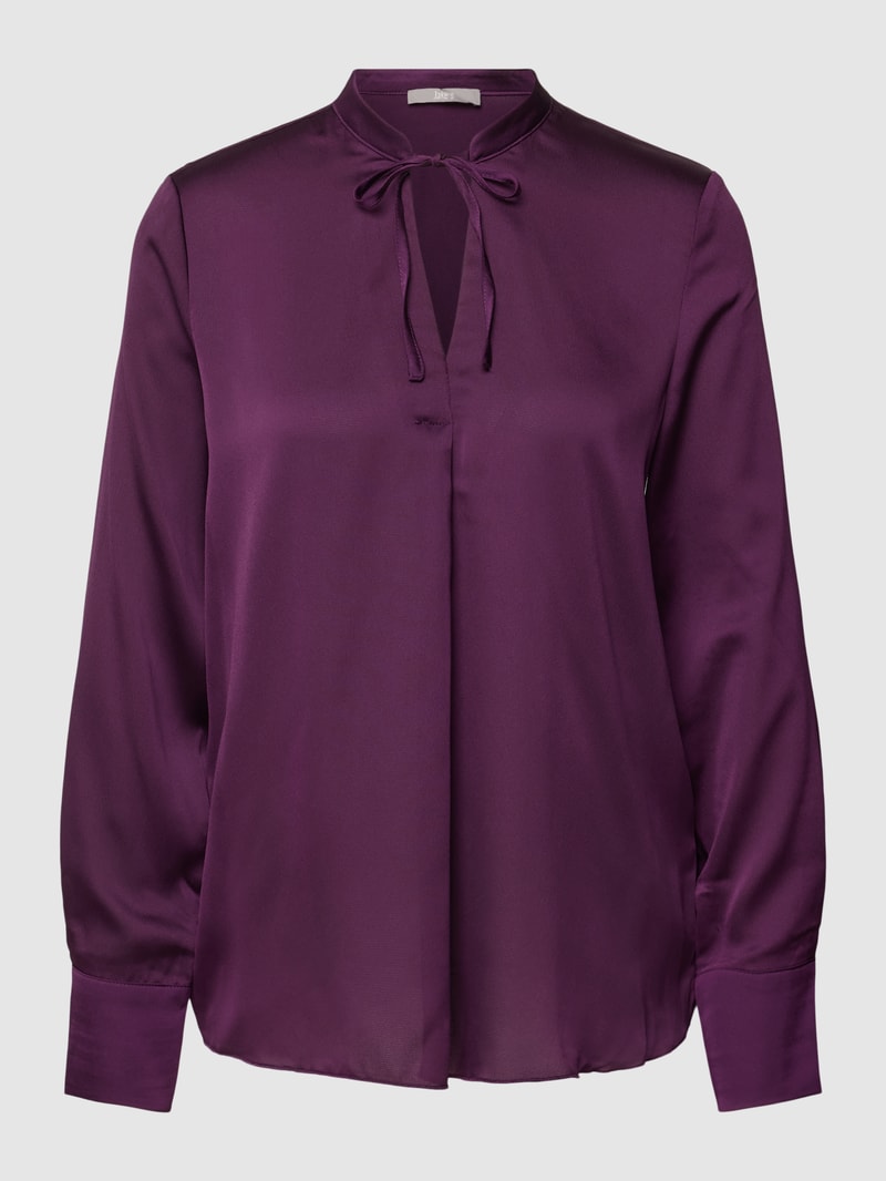 Bluse mit Schlüsselloch-Ausschnitt in aubergine