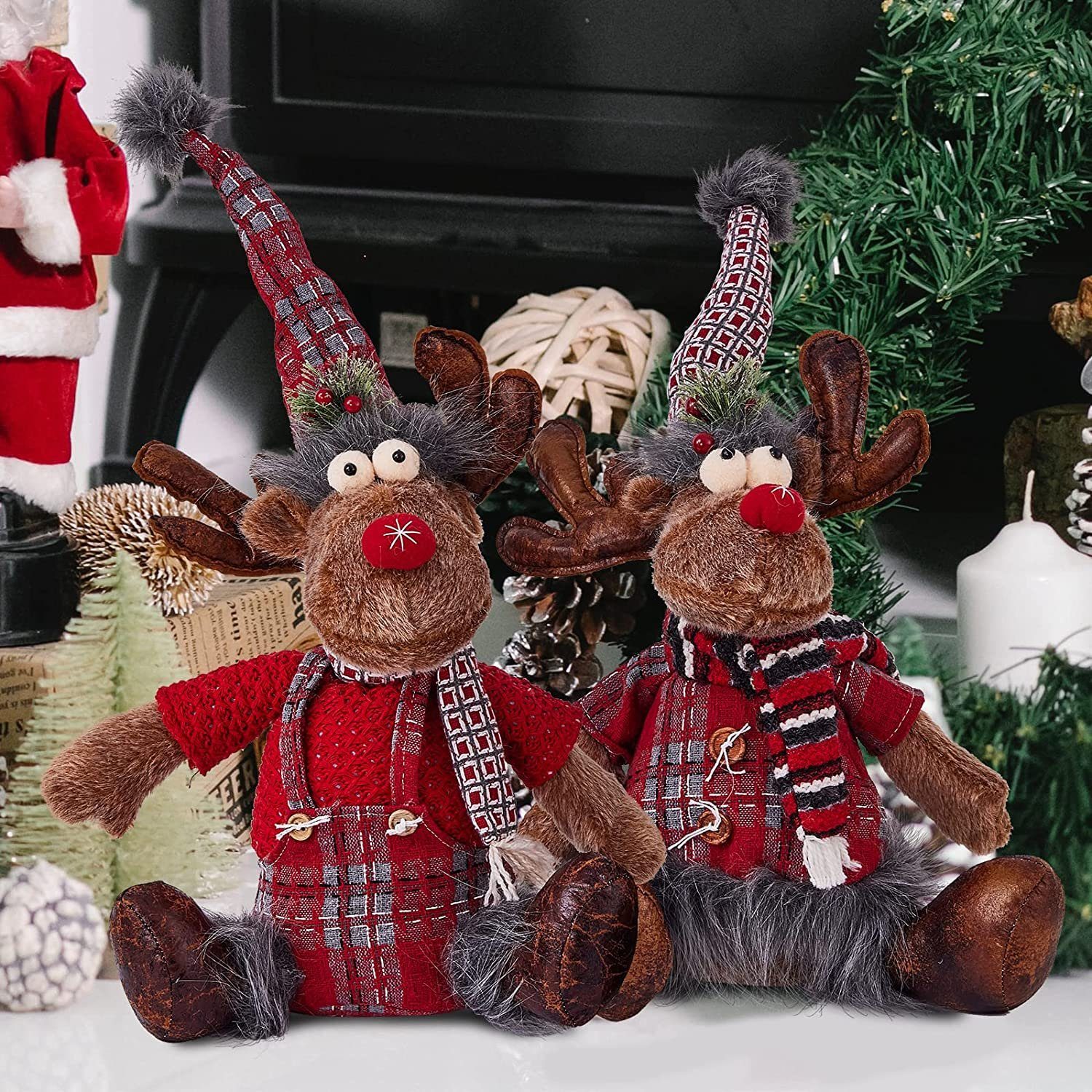 KAHOO Weihnachtsfigur Kuscheltiere, Elchpuppe (2 St), 28x60cm, Dekofigur