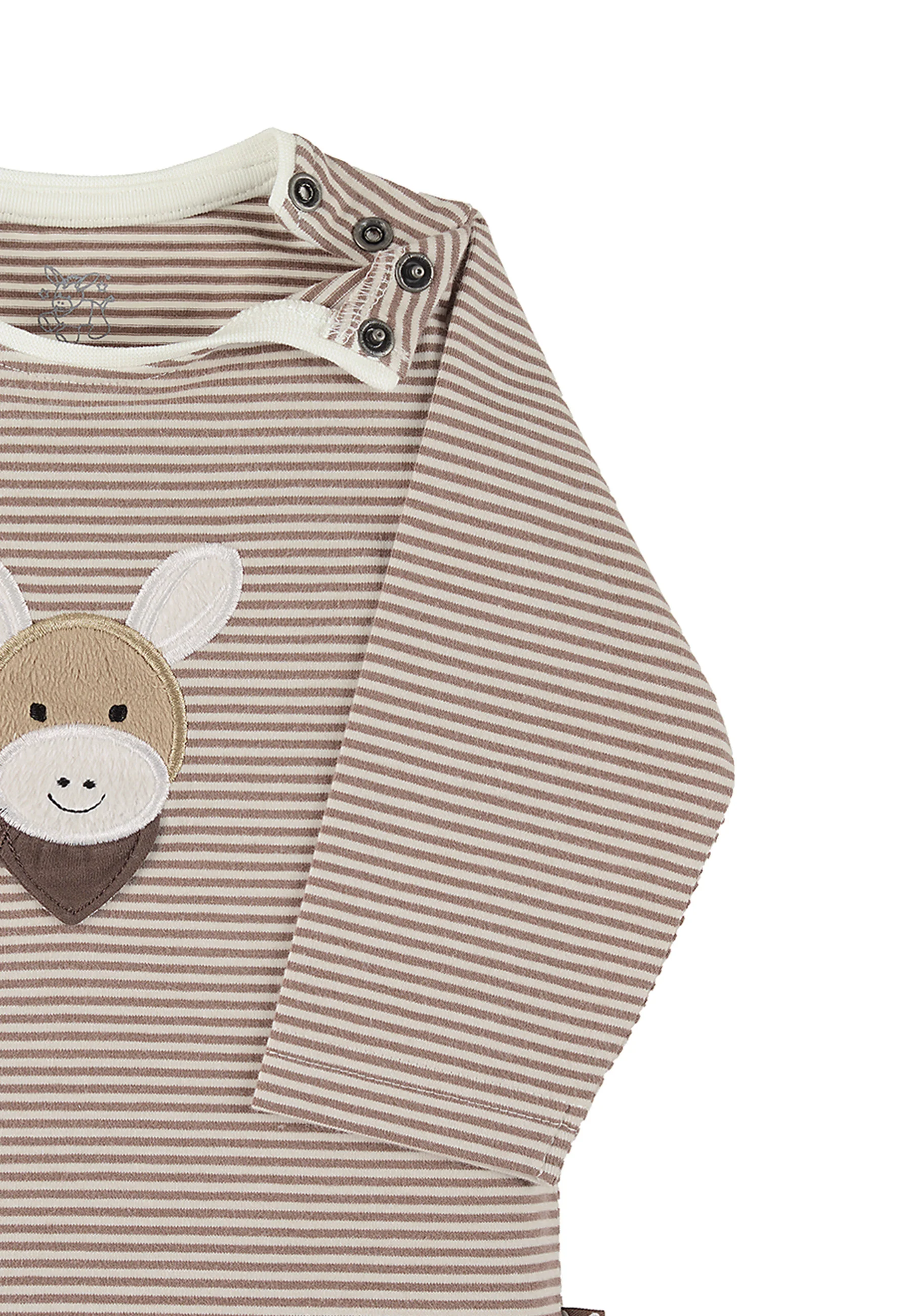 GOTS Langarm-Shirt Esel Emmi Stickerei, gestreift