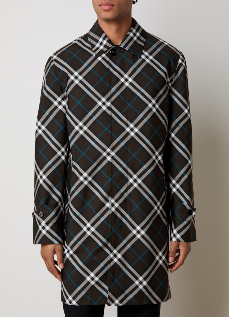 Burberry coat with check pattern and side pockets