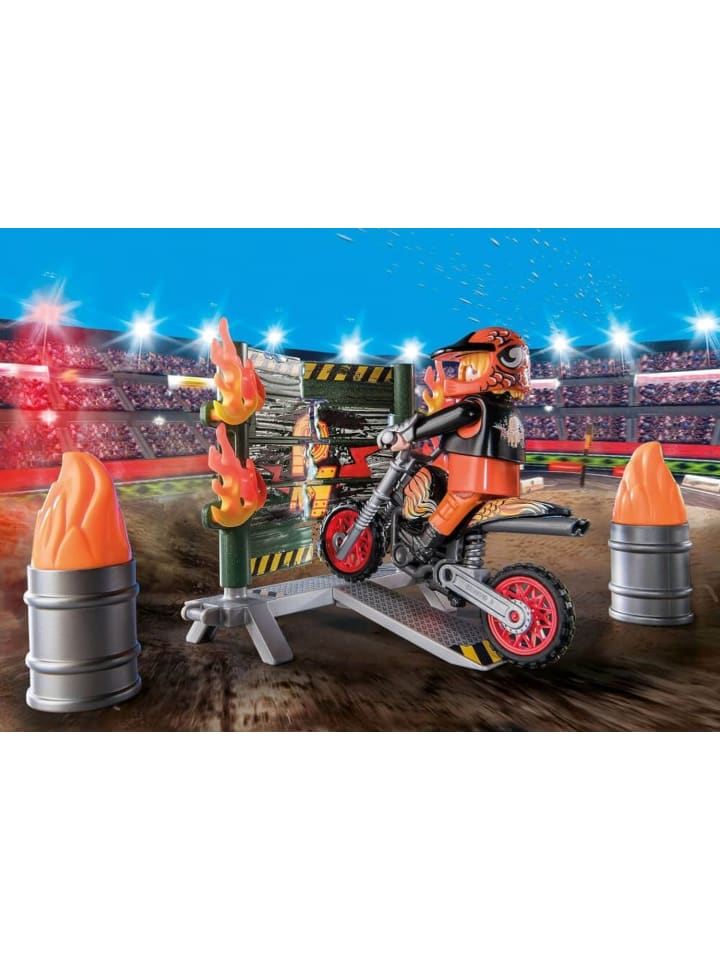 Playmobil Stuntshow Motorrad mit Feuerwand in Mehrfarbig ab 4 Jahre günstig kaufen onesize