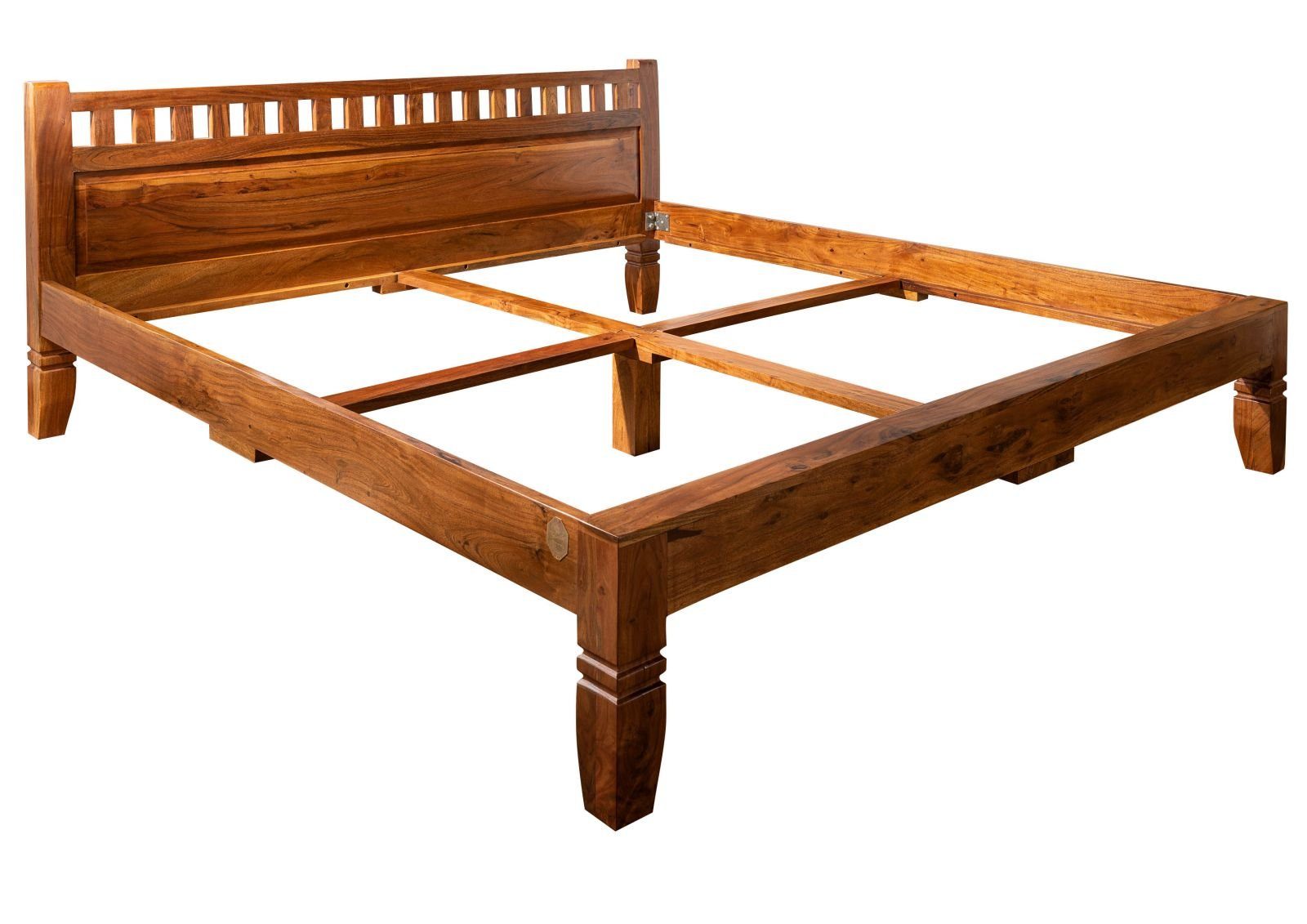Massivmoebel24 Massivholzbett Bett Akazie 200x200x90 honig lackiert OXFORD #224