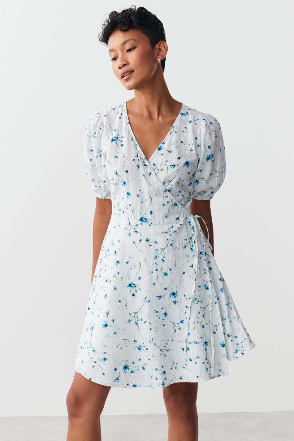 Glimma linen blend wrap dress