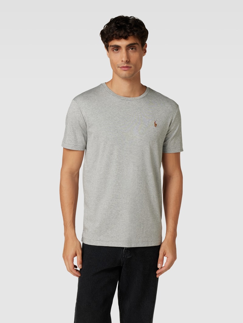 T-Shirt mit Streifenmuster Modell 'PIMA' in hellgrau