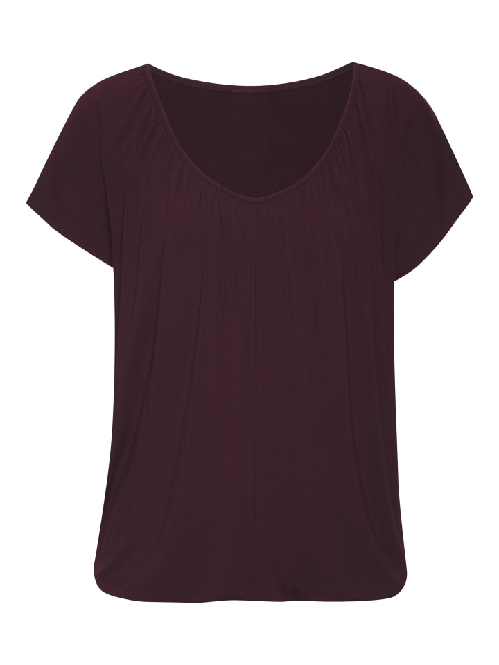 LASCANA Kurzarmshirt in aubergine, schwarz günstig kaufen
