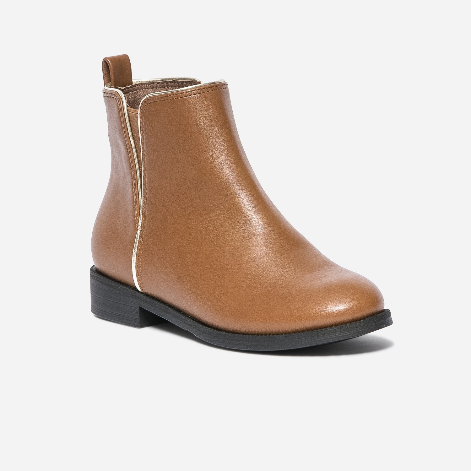 Boots camel souligné de doré