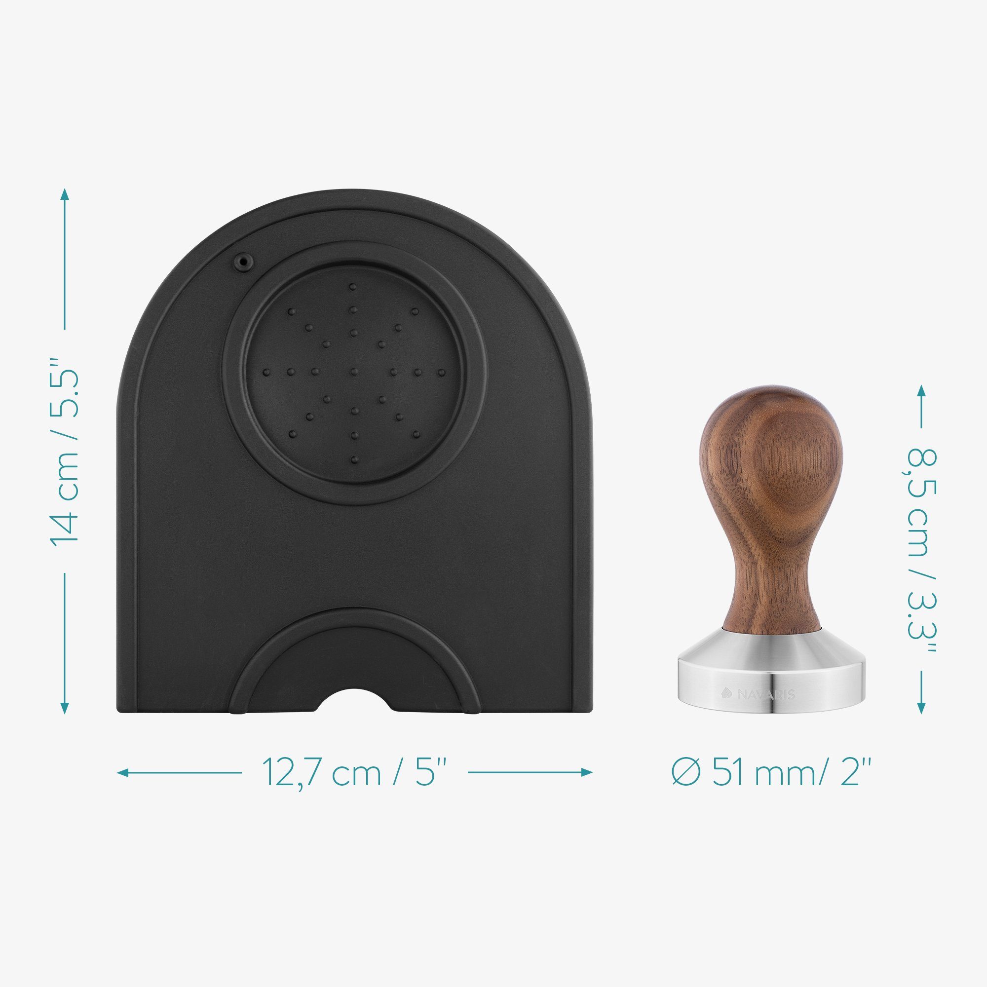 Navaris Druckbrüh-Kaffeemaschine Espresso Tamper für Kaffee 51mm - Stempel Stampfer für Siebträger