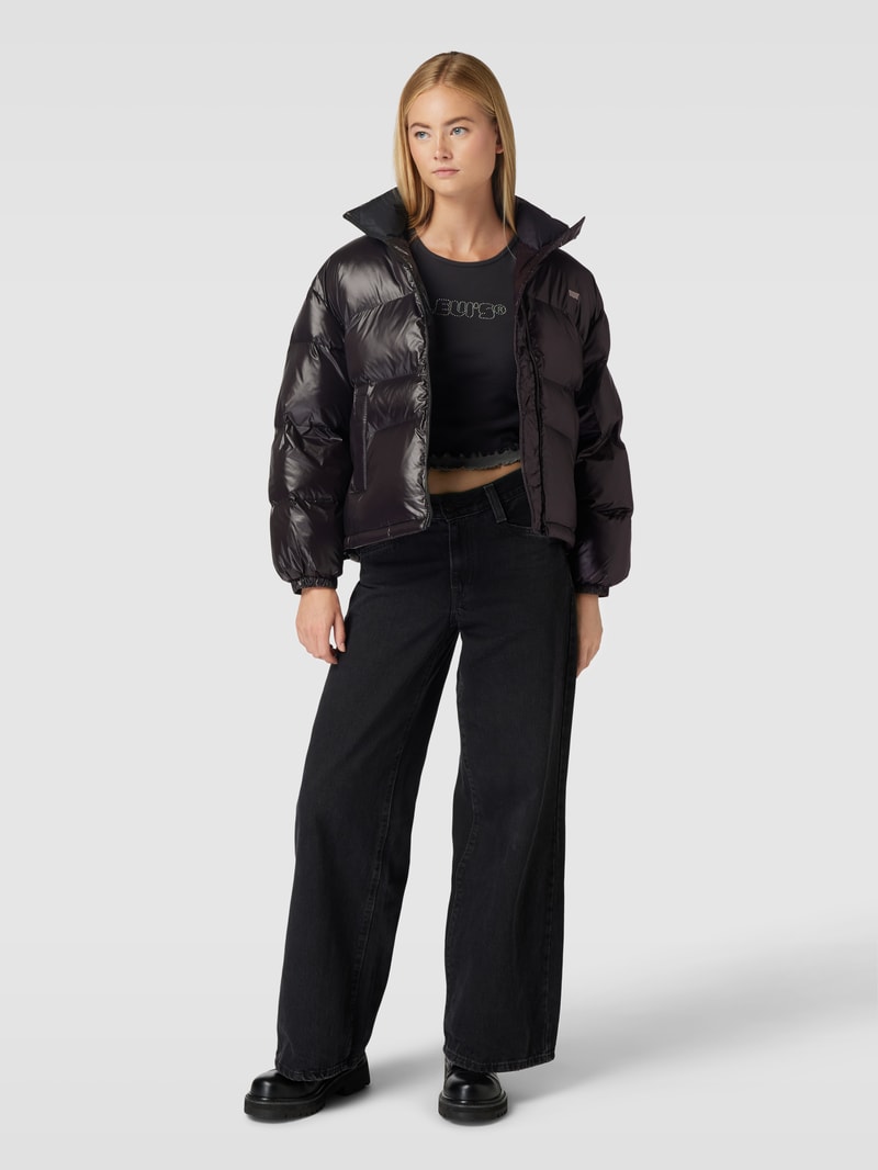 Steppjacke mit Logo-Stitching Modell 'RETRO PUFFER' in schwarz