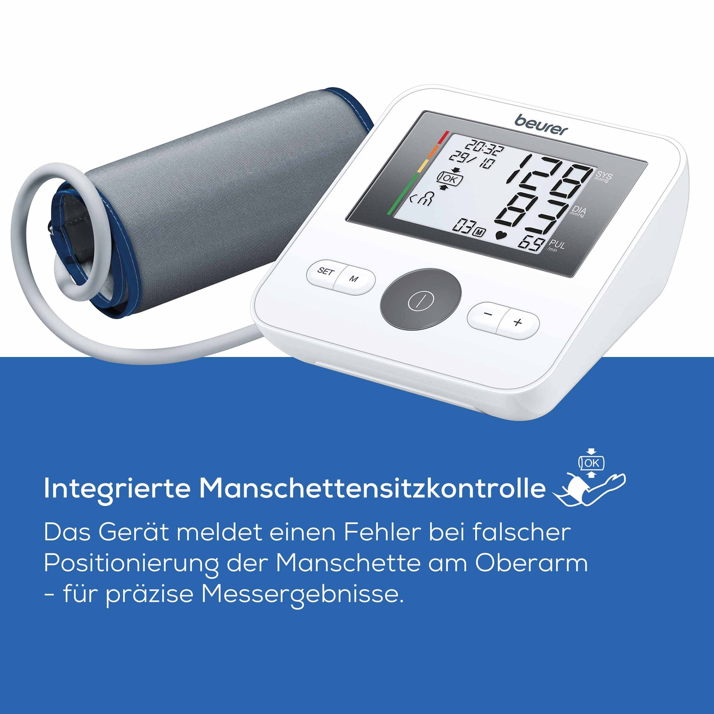 Beurer Oberarm-Blutdruck-messgerät BM 27-Oberarm-Blutdruckmessgerät mit Risiko-Indikator & Blutdruckpass