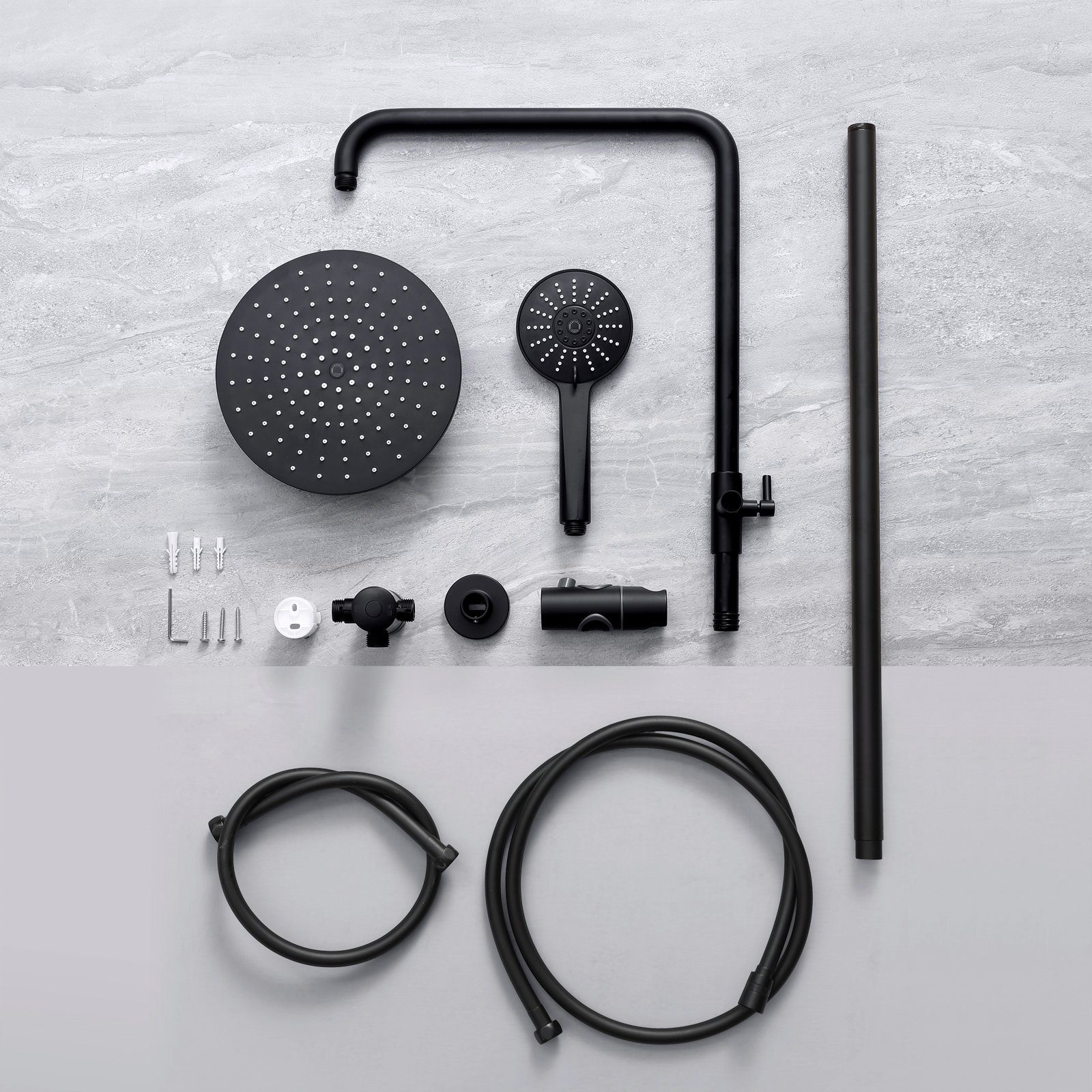 CECIPA Duschsystem Duschset Schwarz Duschsystem ohne Armatur Mit 3 Modus Duschkopf