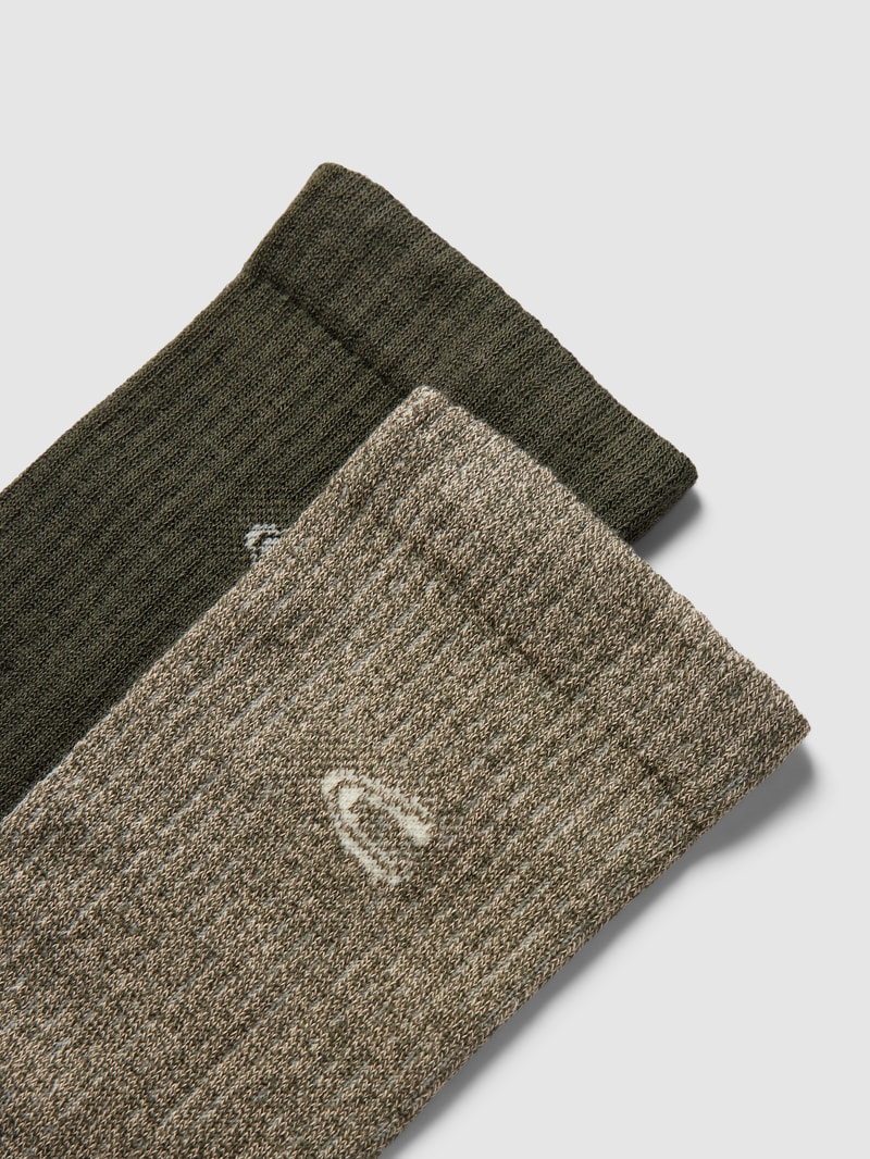 Socken mit Label-Stitching im 2er-Pack in khaki