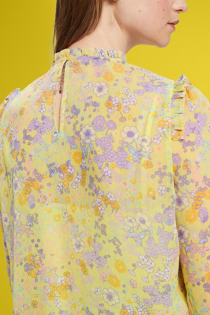 Geblümte Chiffonbluse mit Rüschen