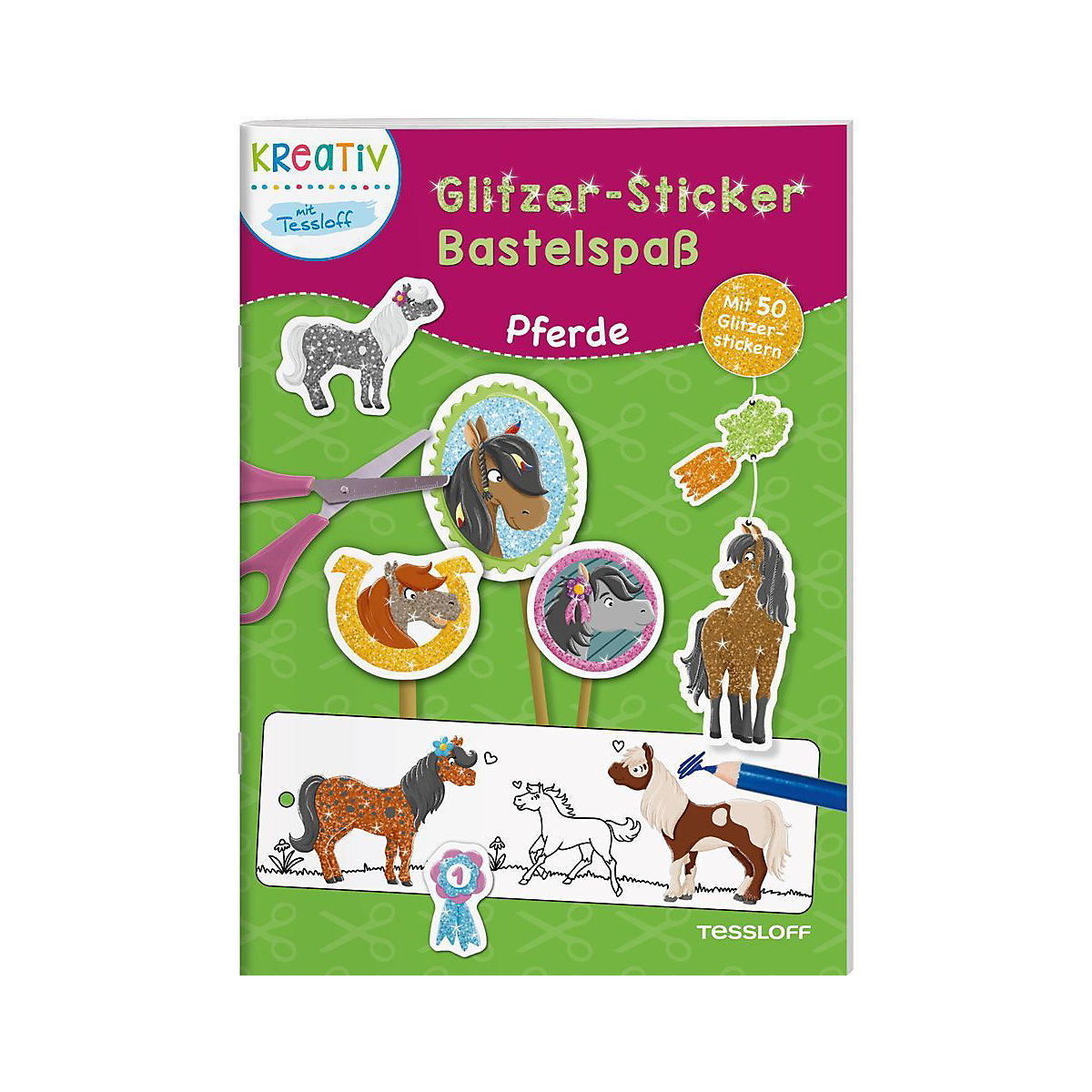 Glitzer-Sticker Bastelspaß.Pferde