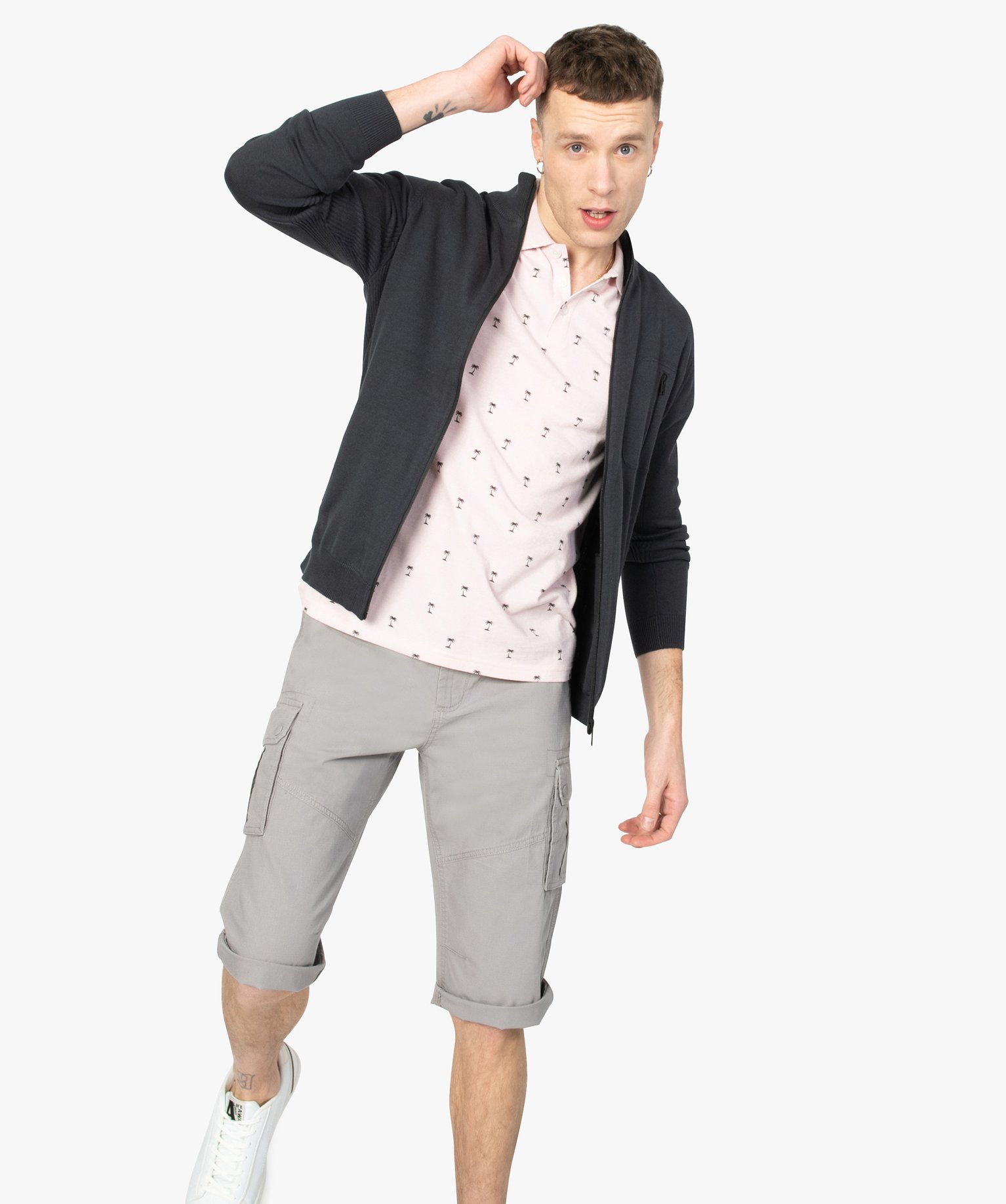 Pantacourt homme multipoche gris clair | GEMO