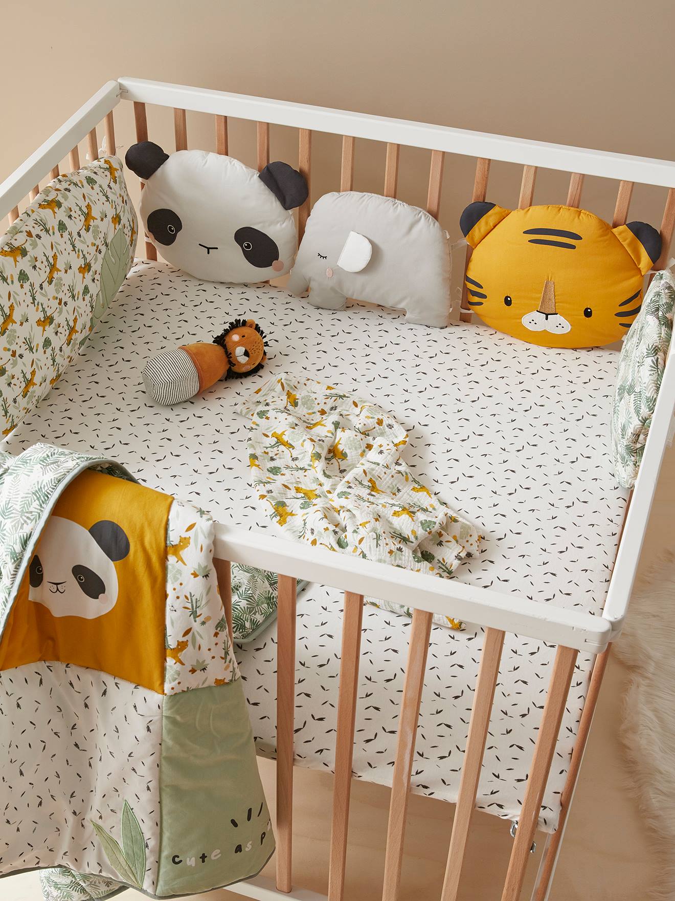 Vertbaudet Baby Bettumrandung / Polster für Laufgitter PANDAFREUNDE Oeko-Tex - mehrfarbig