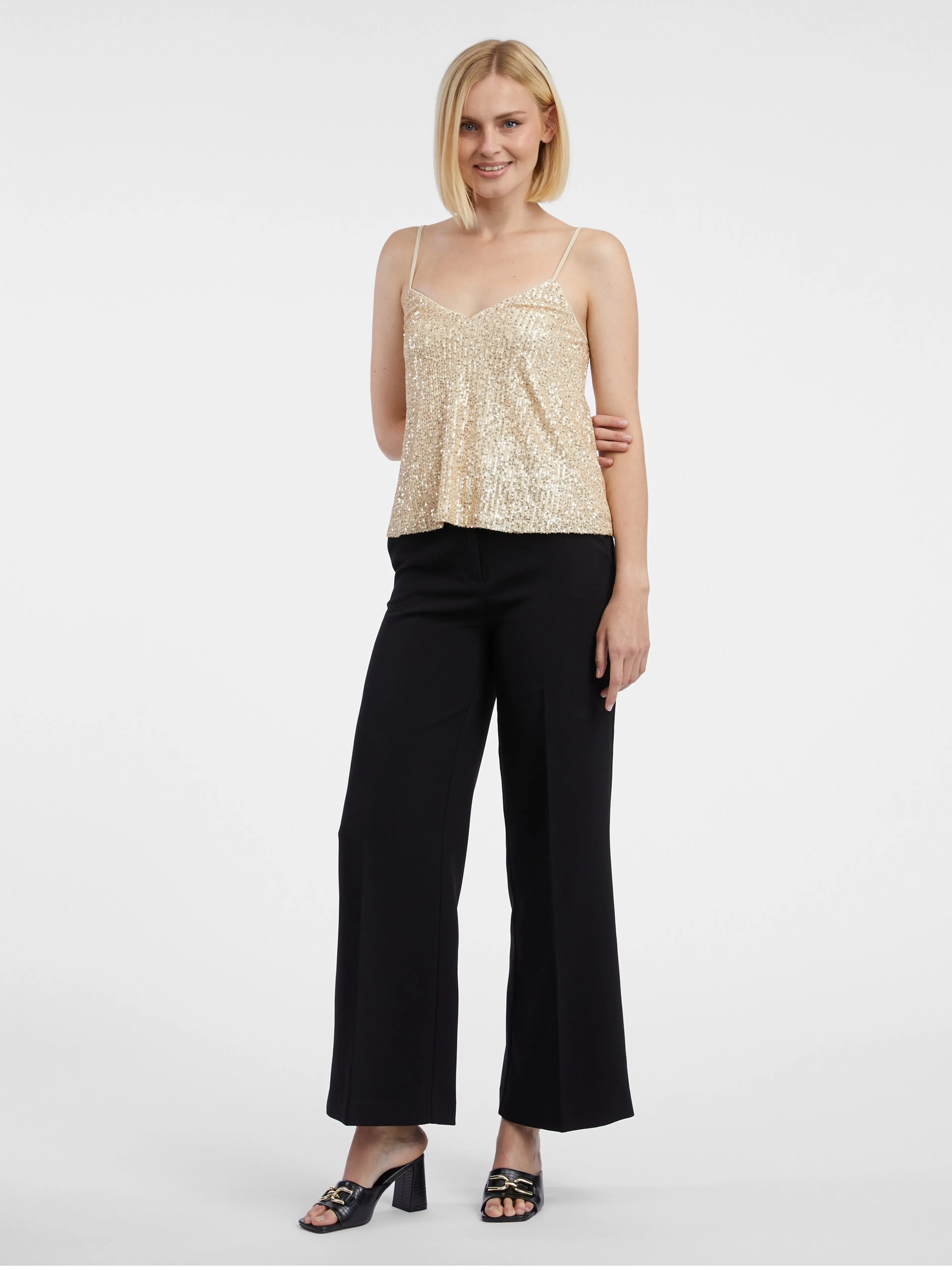 Goldfarbenes Pailletten-Top für Damen ORSAY