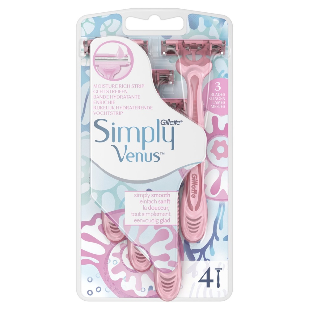 venus Gillette Simply Venus 3 Rasoirs Jetables x 4 Rasoirs Jetables
