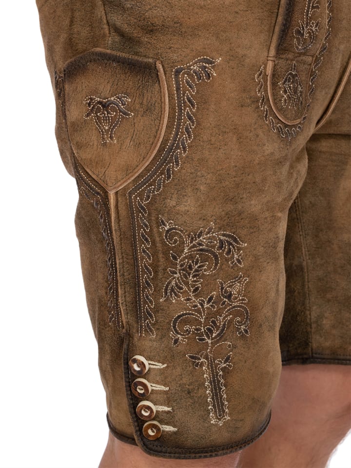 Gwandler Lederhose FLORIAN-gespeckt in tabak günstig kaufen