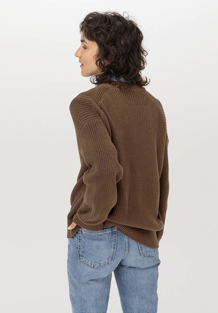 Rundhals-Cardigan aus reiner Bio-Baumwolle