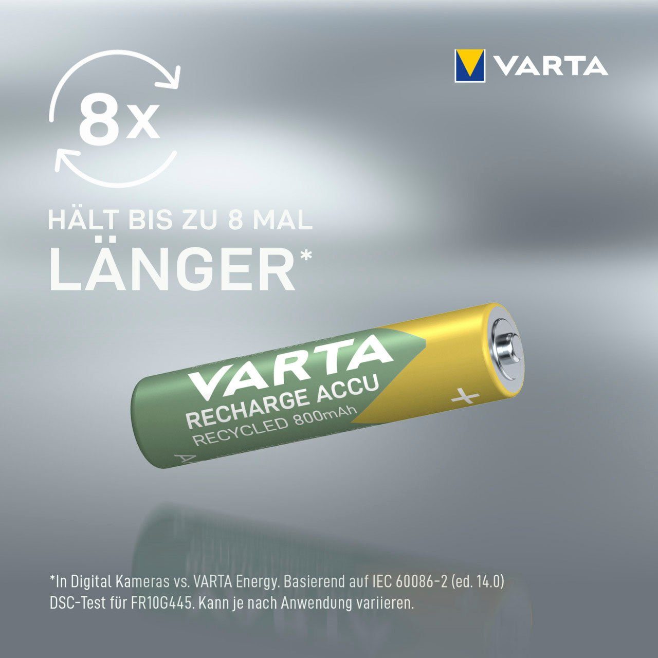 VARTA wiederauflaudbare Akkus Akku Micro 800 mAh (1,2 V, 4 St), VARTA Recharge Accu Recycled wiederaufladbar
