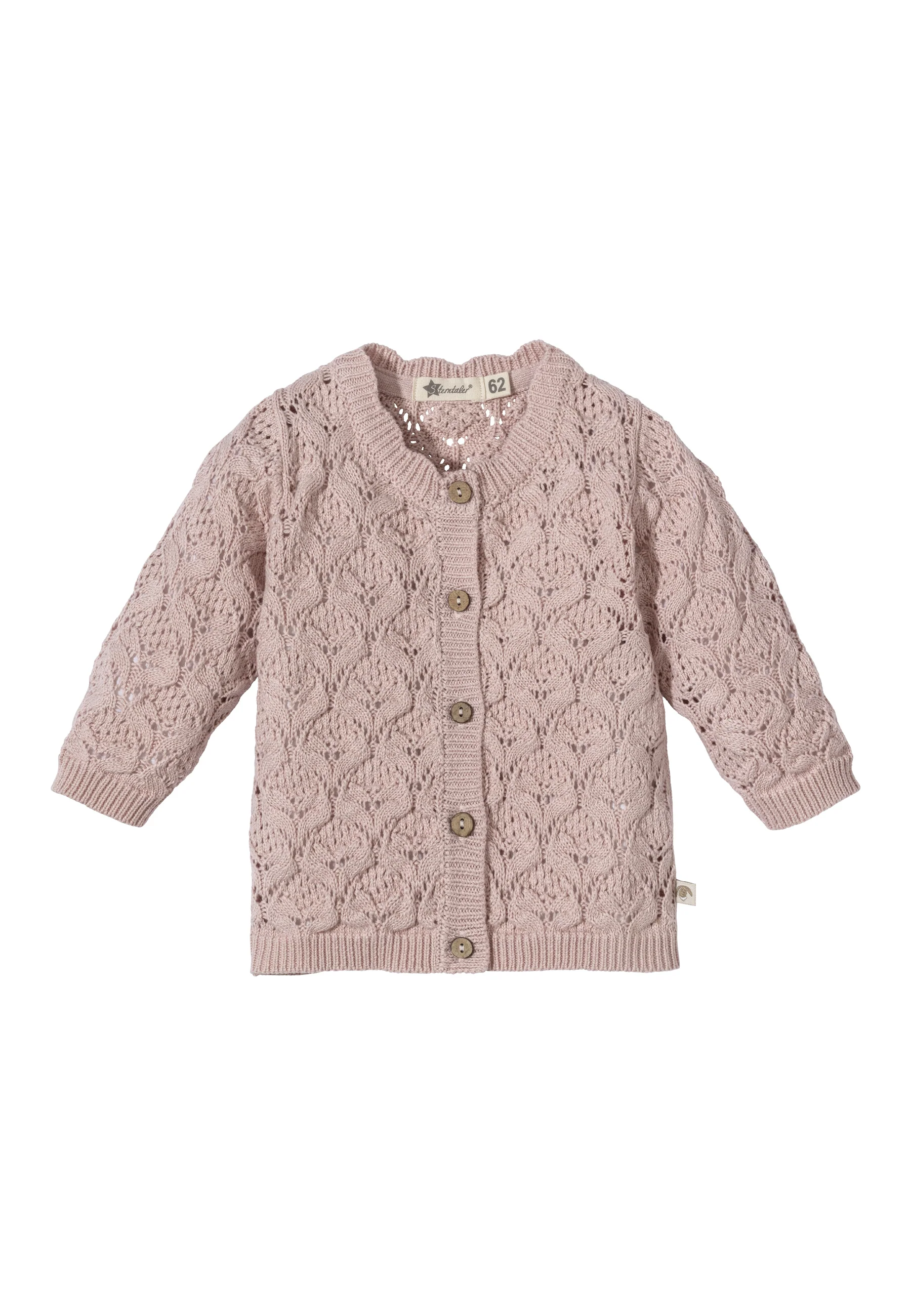 Strickjacke mit Kokosnuss-Knöpfen in zartrosa