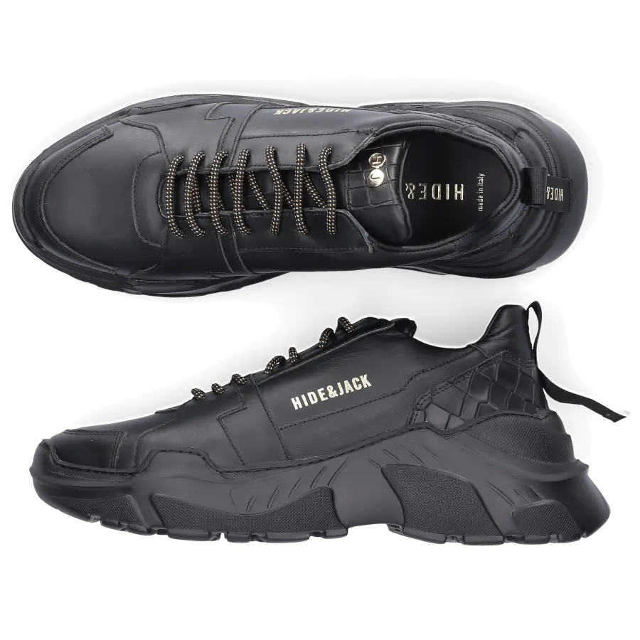 Hide & Jack - Sneaker low SPEEDBUMP Kalbsleder Logo schwarz - schwarz